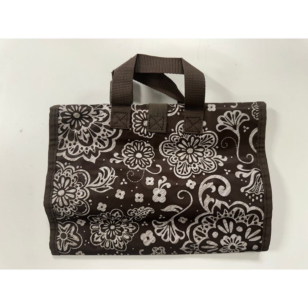 Thirty One Timeless Beauty Travel Cosmetic Bag Brown Floral - Picture 6 of 7